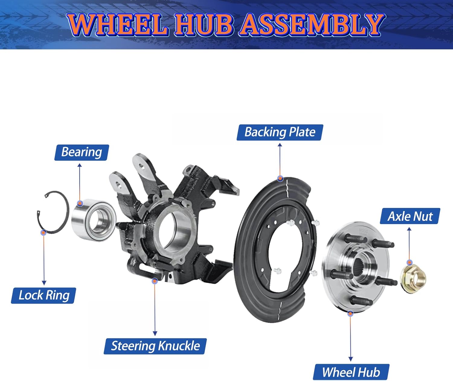 Juego de buje de rueda delantera, rodamiento y sello de 4 piezas para Hyundai Tiburon XG350 XG300 2.7L 3.0L 3.5L 2001-2008