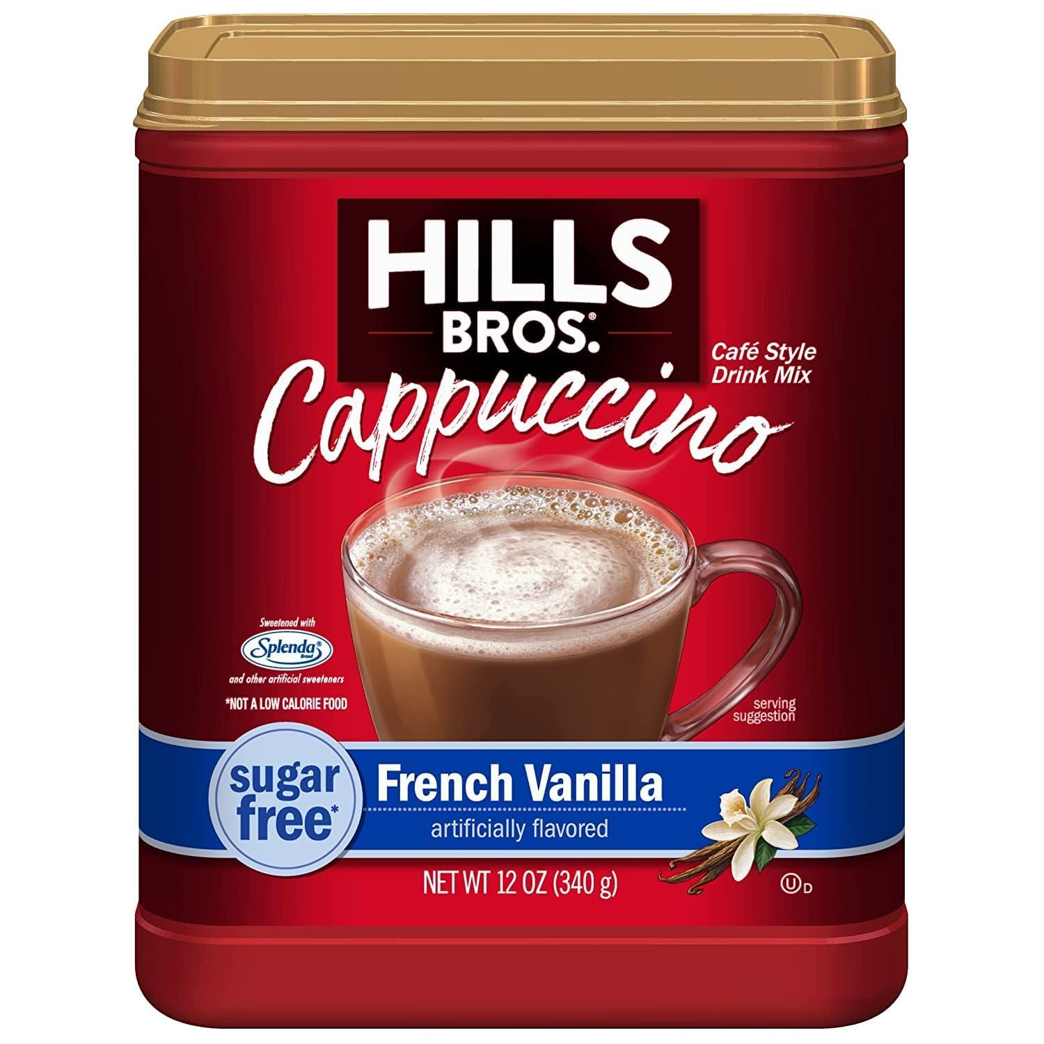 Hills Bros Vainilla francesa sin azúcar, (paquete de 6)