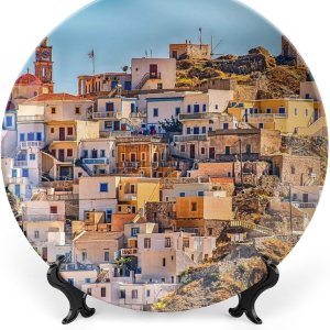 Plato colgante decorativo de paisaje de pueblo de Grecia, decoración del hogar, decoración del hogar, recuerdo, arte de pared, plato de cena de Plato colgante decorativo de paisaje de pueblo de Grecia, decoración del hogar, decoración del hogar, recuerdo, arte de pared, plato de cena de