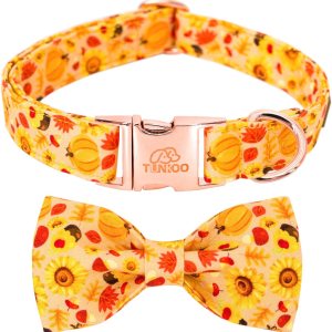 Collar de girasol para perro con elegante pajarita, collar de cachorro naranja ajustable, patrón floral, elegante y encantador, accesorio para Collar de girasol para perro con elegante pajarita, collar de cachorro naranja ajustable, patrón floral, elegante y encantador, accesorio para