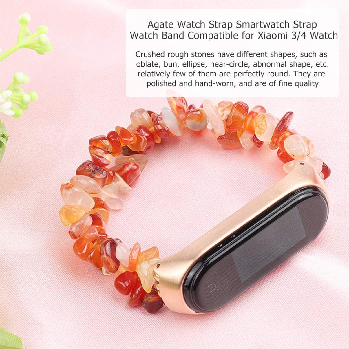 NICERIO Compatible con bandas de reloj Xiaomi Mi 34 bandas de reloj de ágata correa de reloj con caja de reemplazo de reloj pulsera para mujeres