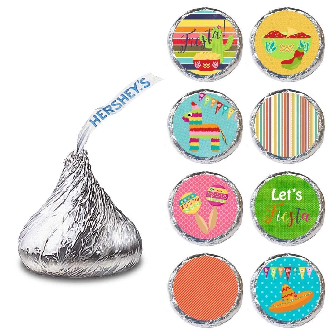 Fiesta Labels for Hershey’s Kisses Chocolates by Adore By Nat – Cinco De Mayo Festival Party Stickers – Set of 240