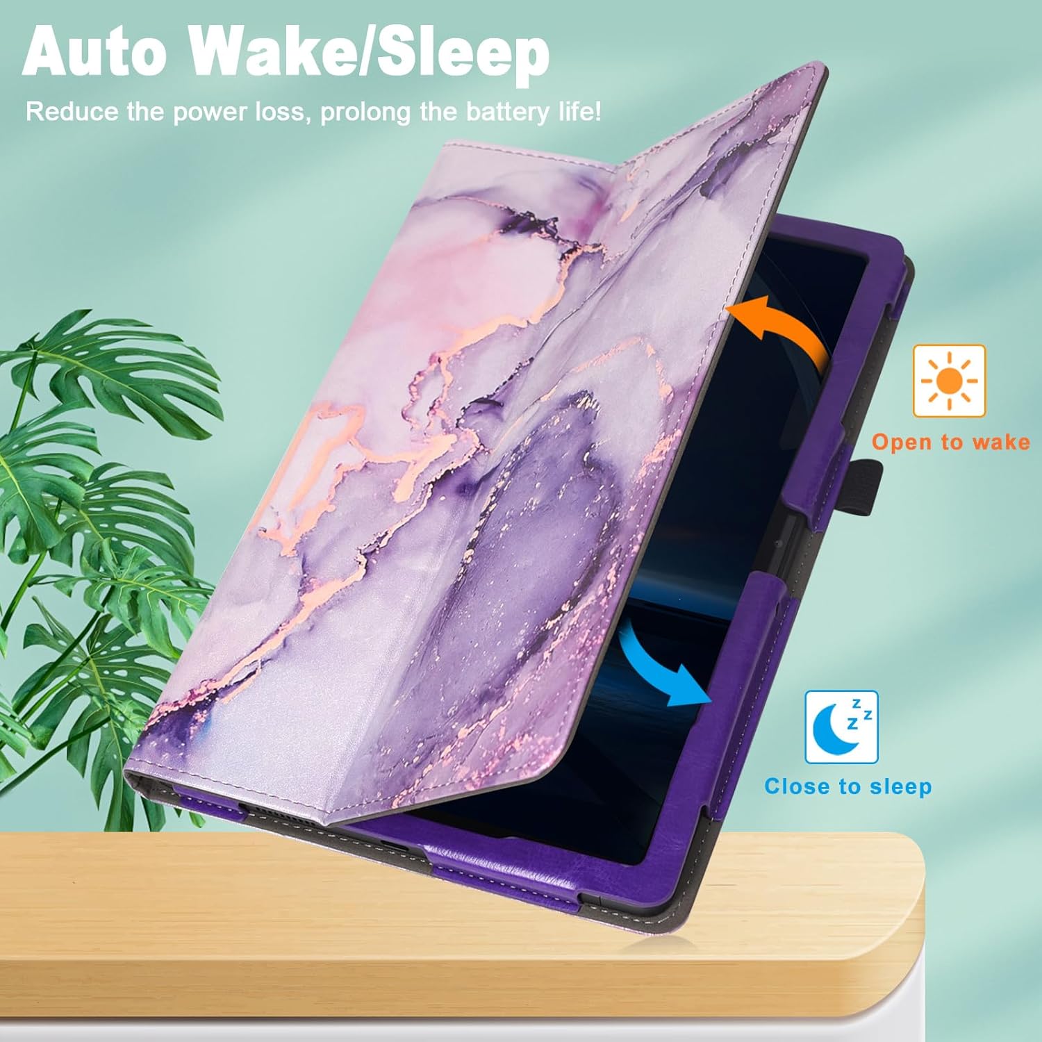 Caweet Funda para tablet T-Mobile Revvl Tab 5G – Funda protectora de cuero de primera calidad con función de apagado y encendido automático, mármol