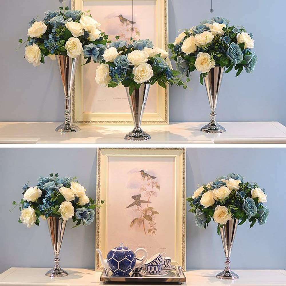 Sziqiqi Juego de 2 centros de mesa altos metálicos para mesas de recepción de boda Florero dorado con soporte Decoración de base para fiestas,