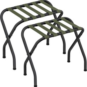 SONGMICS Portaequipajes, juego de 2, portaequipajes para habitación de invitados, soporte para maleta, marco de acero, plegable, para dormitorio, SONGMICS Portaequipajes, juego de 2, portaequipajes para habitación de invitados, soporte para maleta, marco de acero, plegable, para dormitorio,