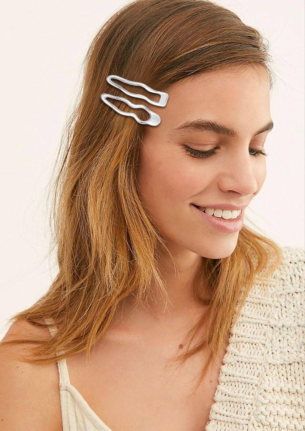 10 pinzas para el cabello con ondas metálicas plateadas, pasadores para el cabello Y2K, pinzas para el cabello vintage de cocodrilo, pequeños