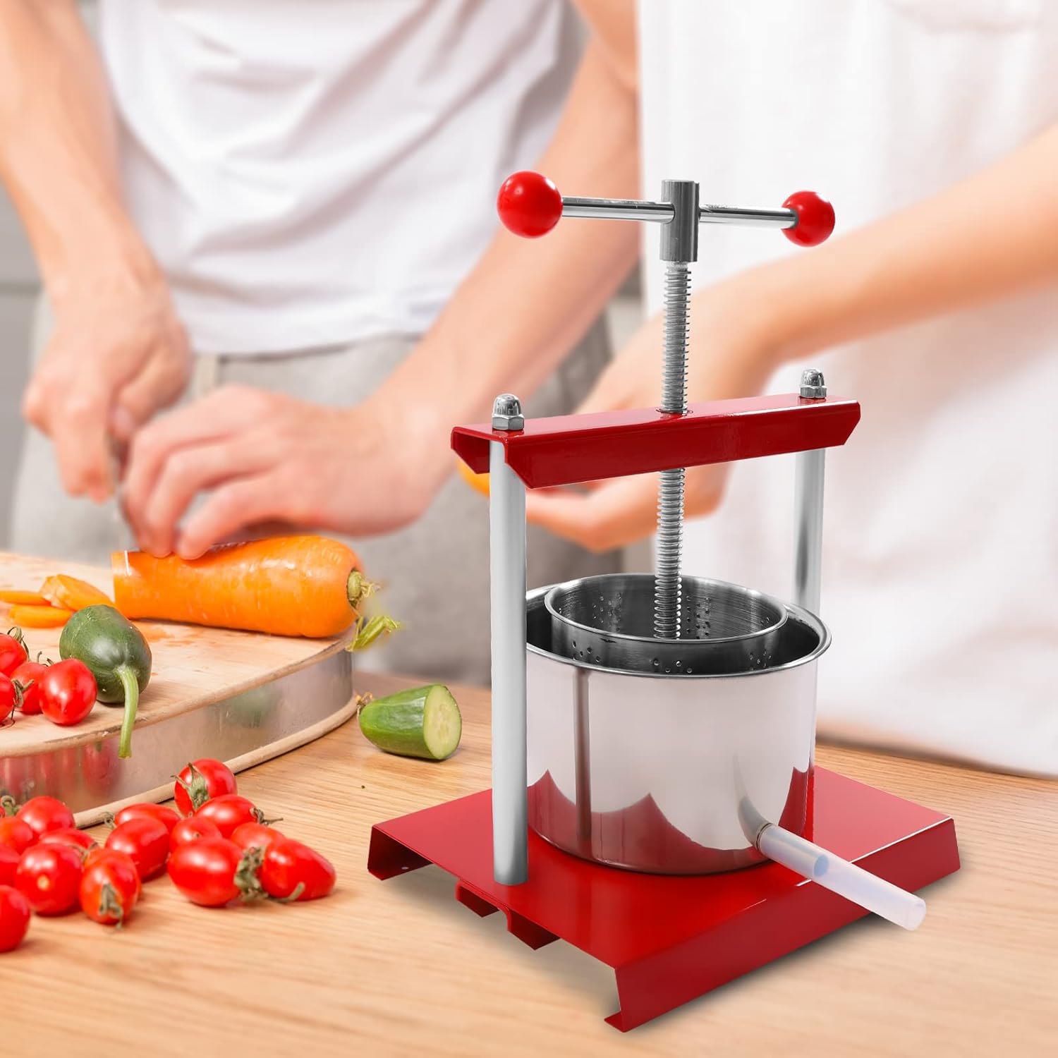 Prensa manual para vino de hierbas y frutas con tintura de queso, prensa de sidra de vino de frutas, trituradora de uva, exprimidor de acero