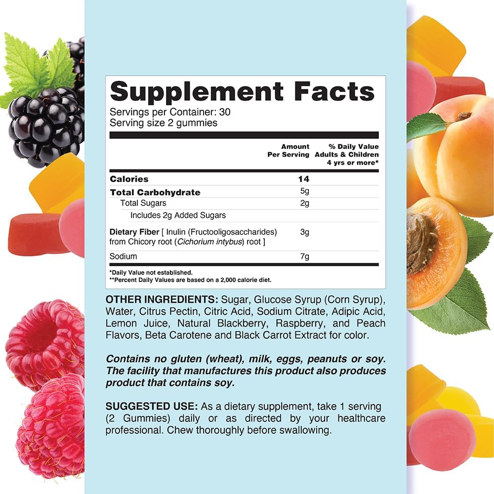 Vitaminas gomosas (fibra – 2 paquetes)..