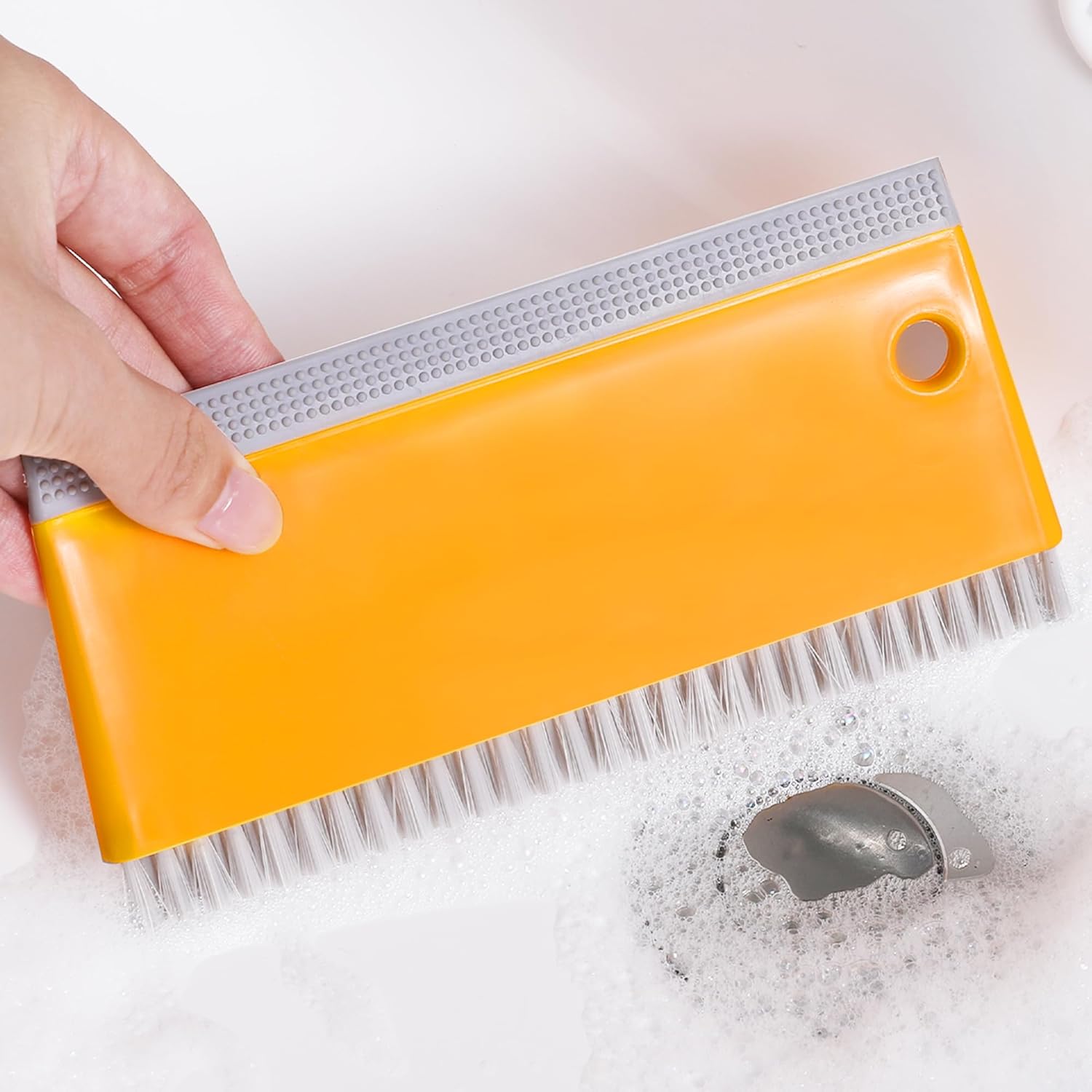 BOOMJOY Paquete de 2 espátulas para fregadero, escobilla pequeña de 6 pulgadas con cepillo de encimera, para fregadero, vidrio, automóvil, baño,
