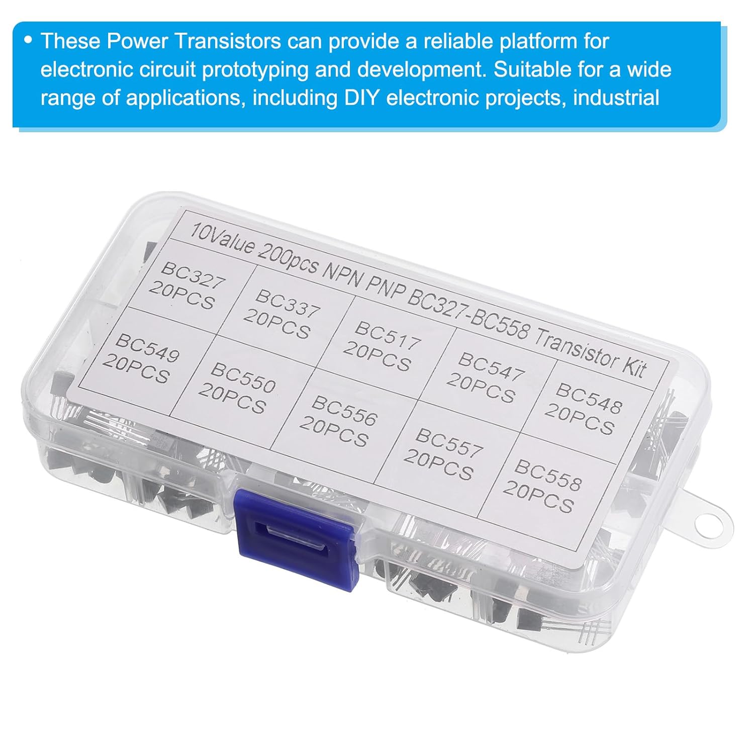 PATIKIL PNP NPN Power Transistor Surtido Kit, 200pcs 10 Tipos Componente Electrónico para Aplicaciones de Conmutación de Uso General