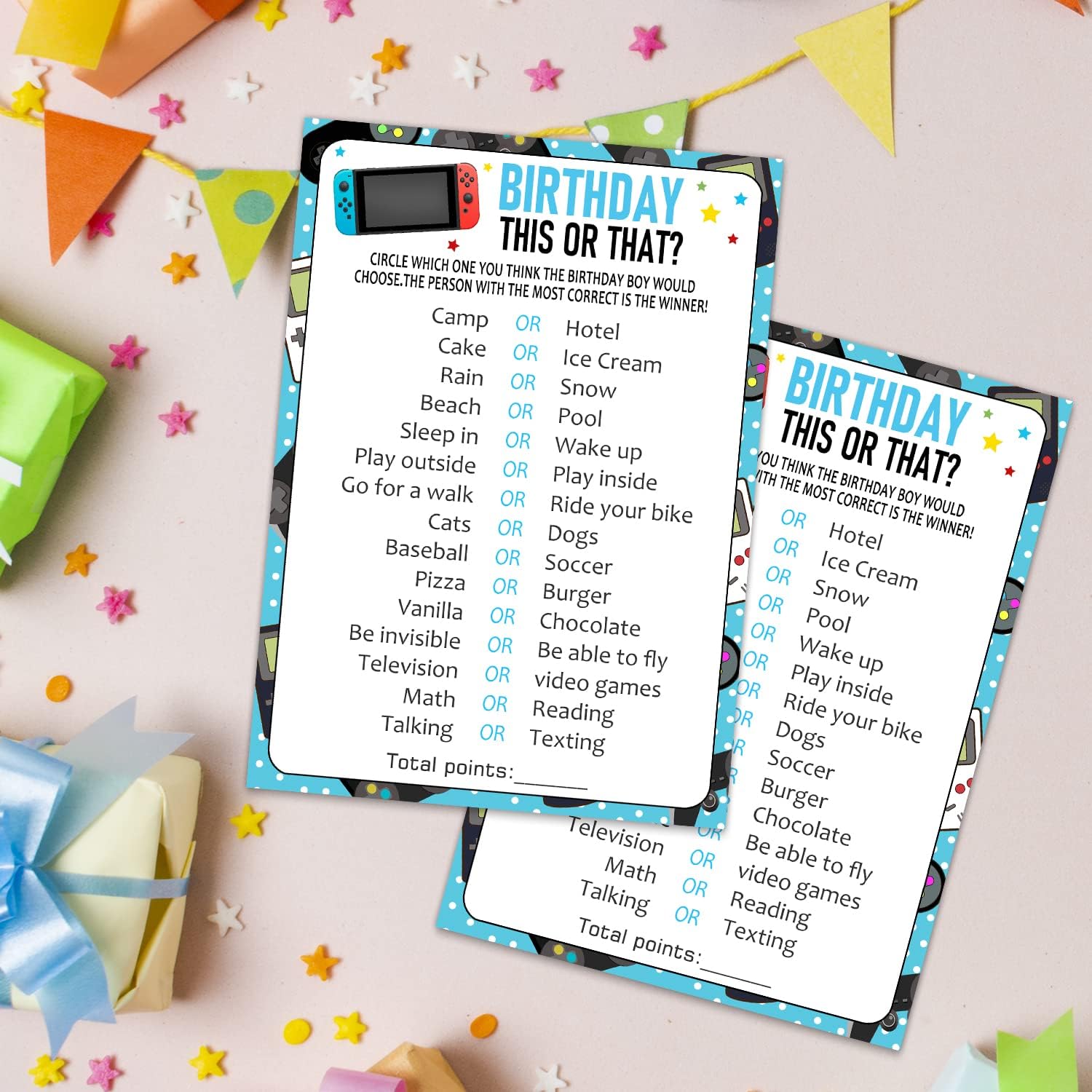 Juego de tarjetas de juego de cumpleaños de 20 años, consola de juegos de actividades para fiesta de cumpleaños de niños, actividades e ideas, para