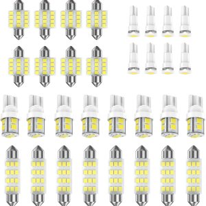 Juego de 32 bombillas LED tipo domo para automóvil, T10, T5, 1.220 in, DE3175, 1.654 in, bombillas de repuesto para puerta, cortesía, luz de Juego de 32 bombillas LED tipo domo para automóvil, T10, T5, 1.220 in, DE3175, 1.654 in, bombillas de repuesto para puerta, cortesía, luz de