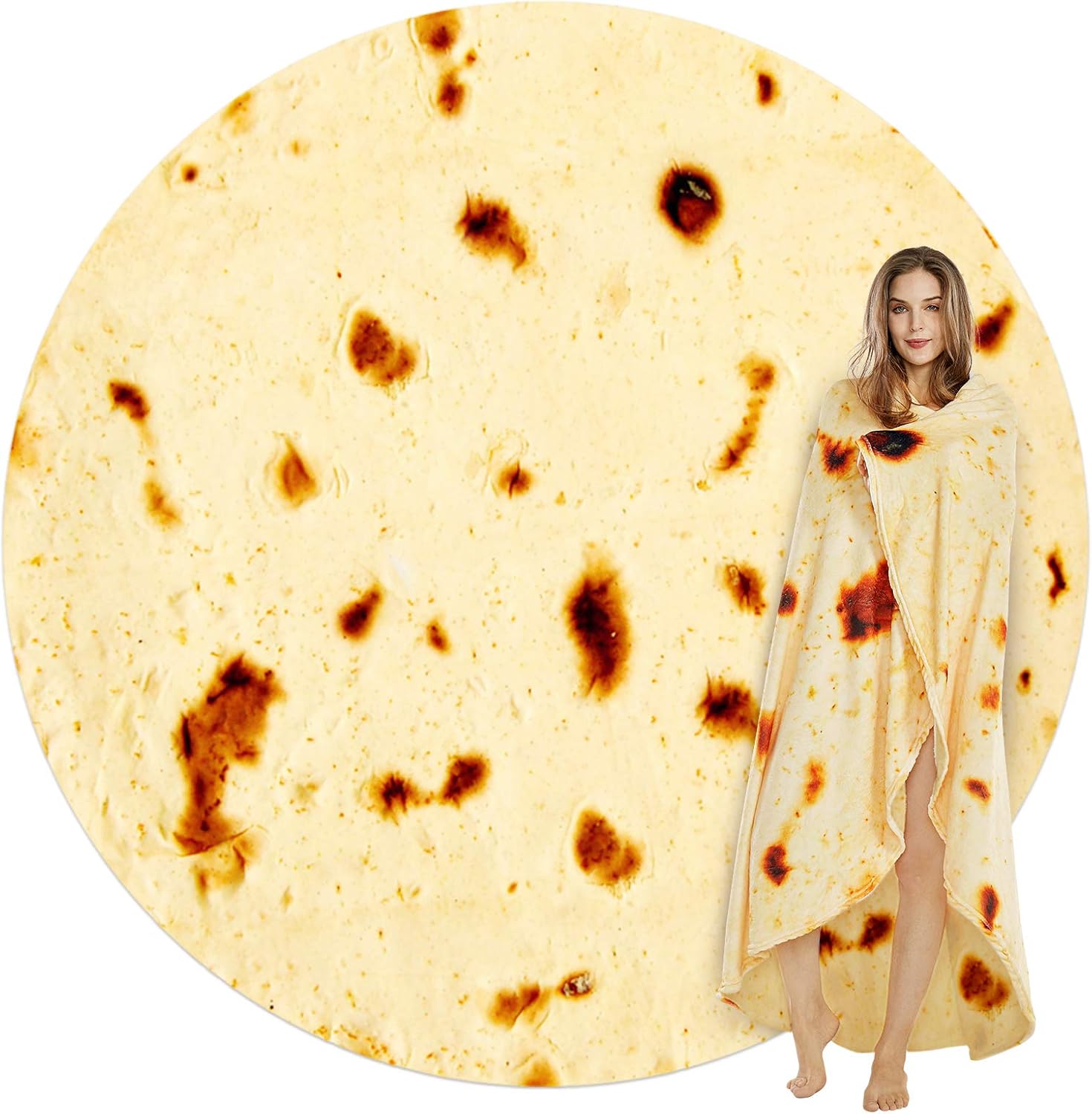 SeaRoomy – Manta redonda de tortilla gigante para burrito, envolvente, suave, para niños y adultos
