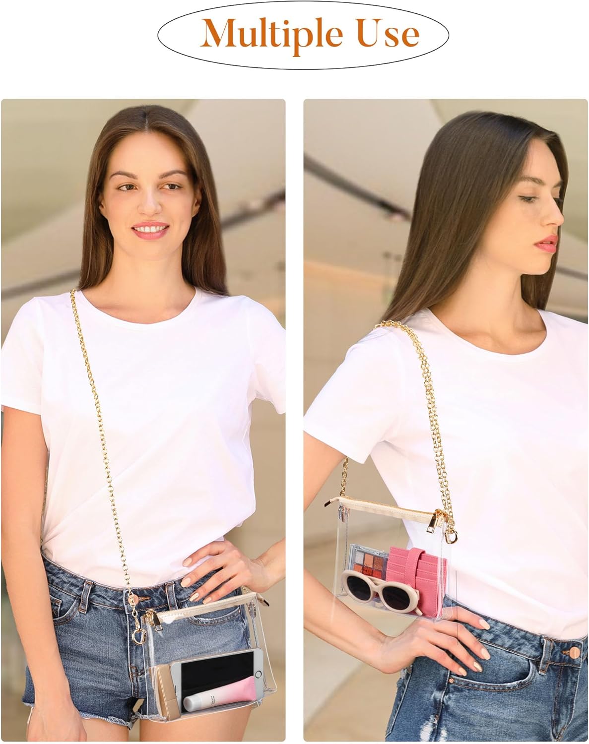 HULISEN Monederos transparentes para mujer, bolso cruzado transparente aprobado para estadios, pequeño bolso transparente para traje de concierto