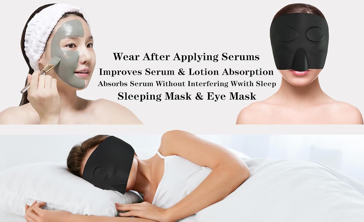 Máscara facial de silicona grande que cubre la frente, ojos y mejillas, uso después de aplicar sueros, mejora la absorción de suero y loción,