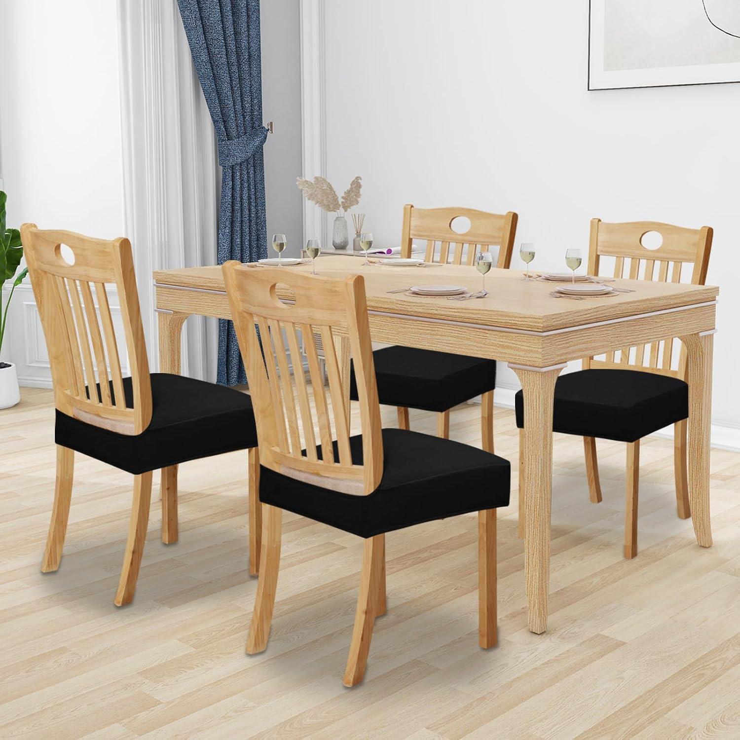 Easy-Going Juego de 4 fundas de asiento 100% impermeables para sillas de comedor, fundas de asiento elásticas protectoras extraíbles y lavables,