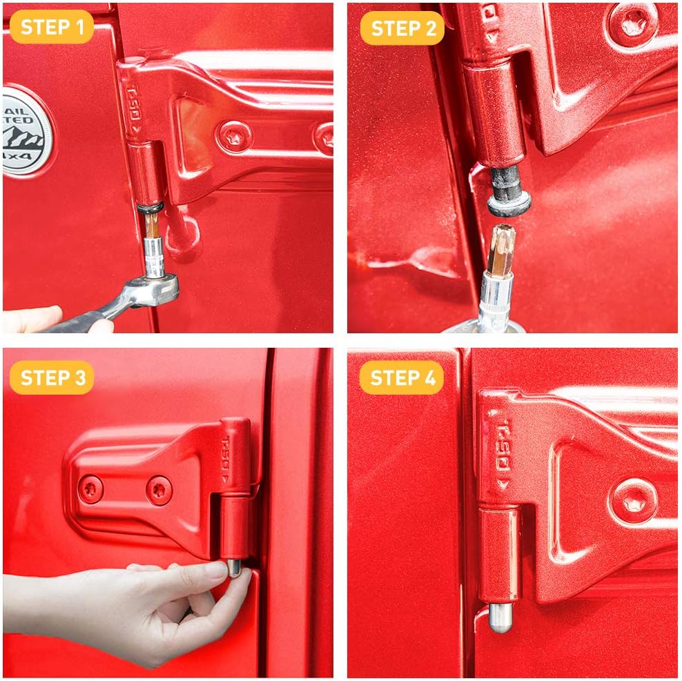 Savadicar Guías de pasador de bisagra de puerta de acero inoxidable para Jeep Wrangler JK JL y Gladiator JT 2007-2022 de 24 puertas (8 piezas)