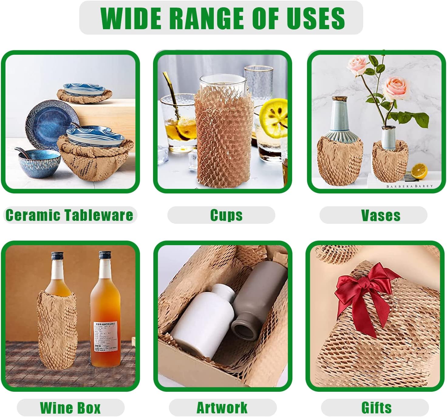 Papel de embalaje de panal de abeja, 15 x 300 pies, materiales de embalaje ecológicos para envío, suministros de mudanza reciclables irrompibles,