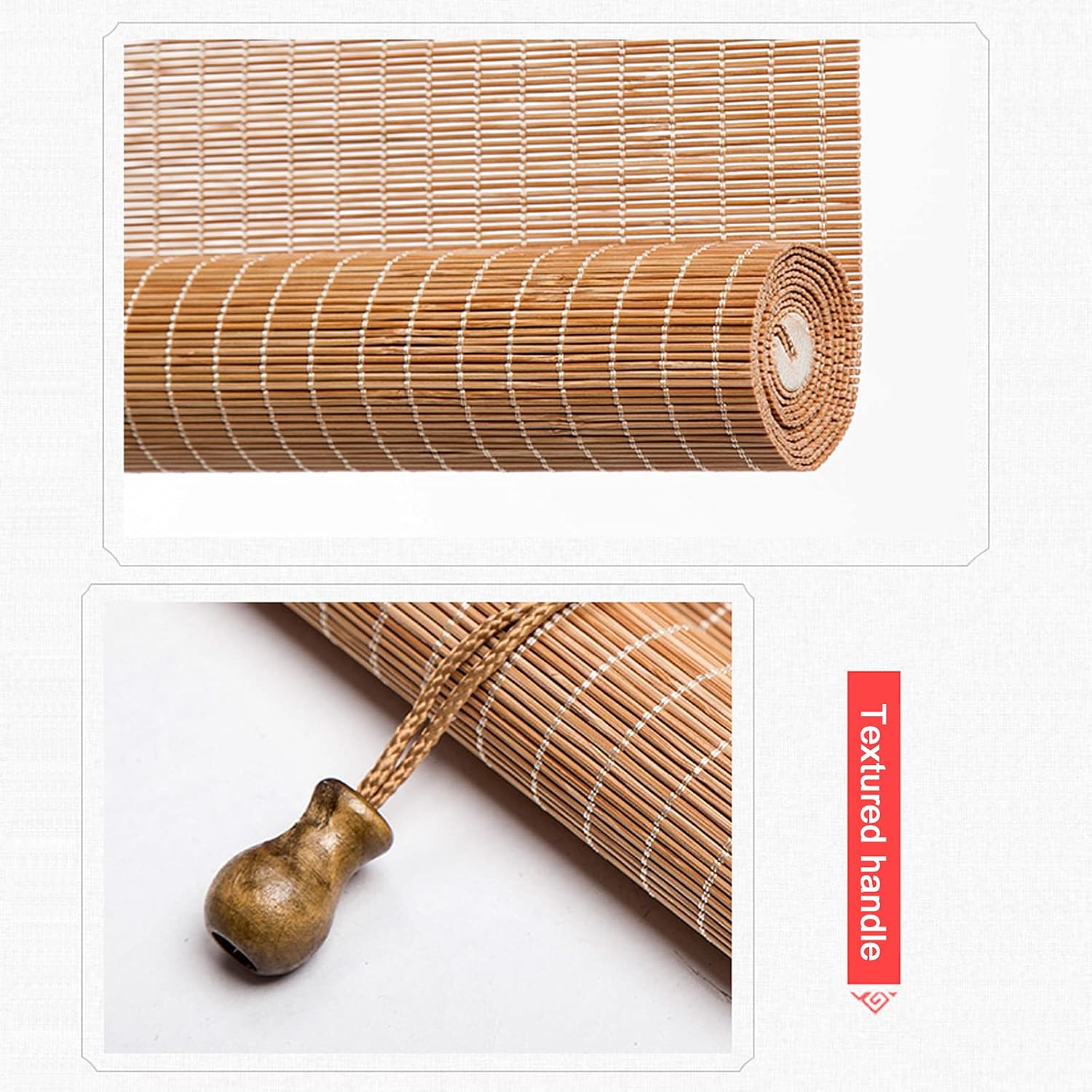 Persianas enrollables de bambú para patio con elevador, ventana enrollable de bambú, para balcón, hotel, tetera, 21.7 x 51.2in