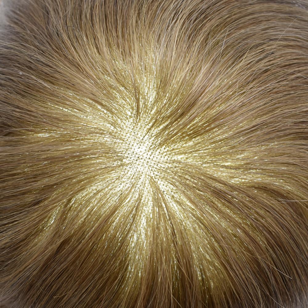 Pieza de cabello humano tipo tupé para hombre, repuesto de sistema de cabello humano fino mono, postizo para hombre, peluca duradera NPU para
