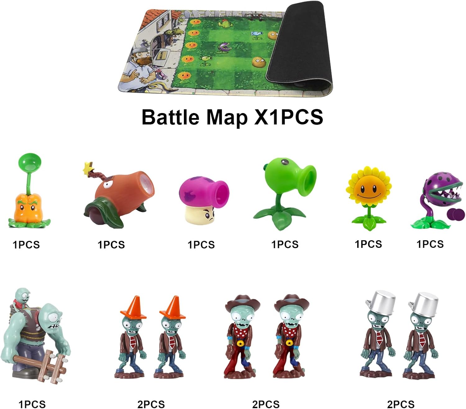 Plantas Zombies 2 juguetes 14 piezas, incluyendo mapa de batalla, juguetes zombies de Navidad y Halloween, juguetes de PVZ, suministros de fiesta