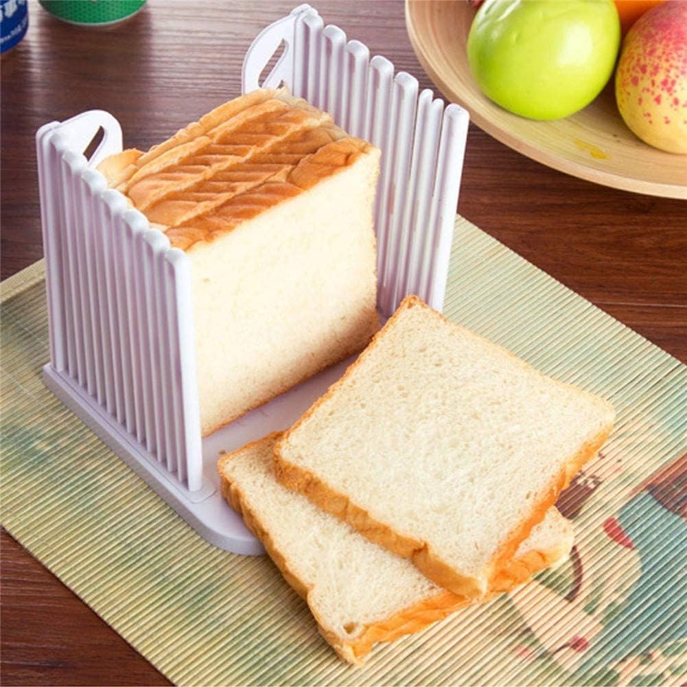 Guía de corte de tostadas ajustable para pan casero, rebanador de pan de plástico para rebanar pan, herramientas plegables de cocina para hornear