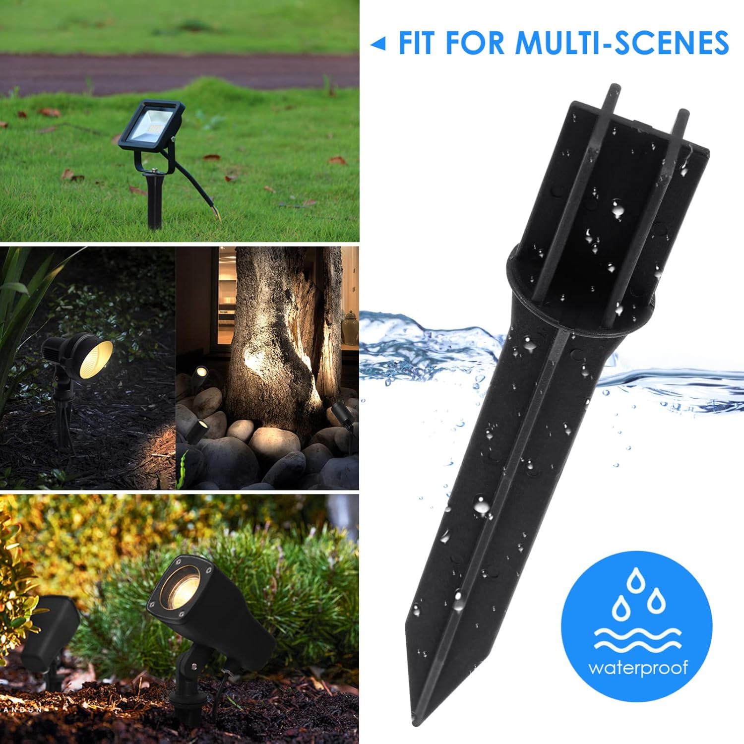 Uonlytech Luces LED para exteriores, 8 piezas, luz solar, estacas de repuesto para lámpara solar, estacas de tierra, estacas de luz solar, estacas