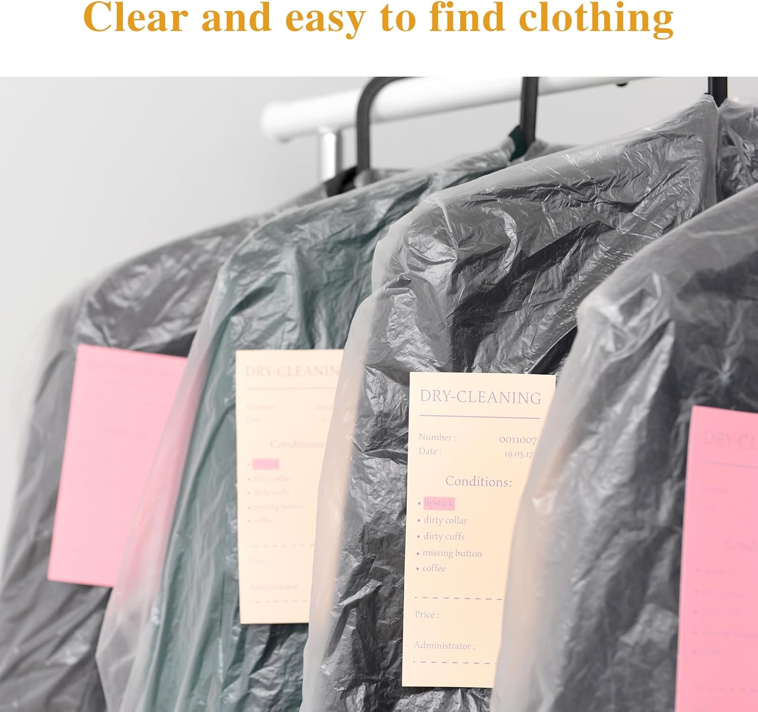Paquete de 12 fundas de plástico para ropa de 23.6 x 59.1 in, a prueba de polvo, fundas protectoras para colgar, bolsas de ropa transparentes,