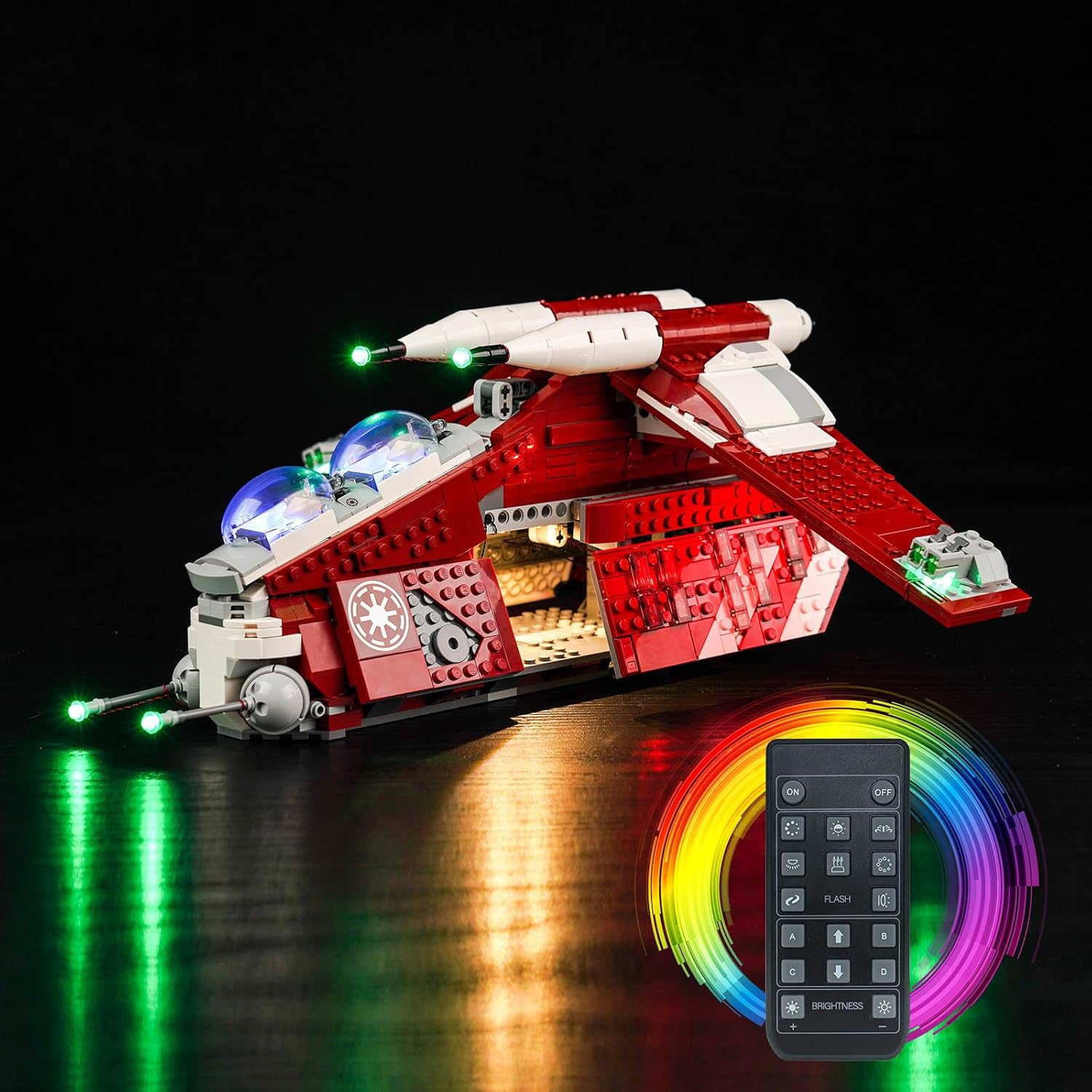 BrickBling Kit de luces para Lego The Clone Wars Coruscant Guard Gunship (sin modelo), luces creativas compatibles con Lego 75354-versión de control