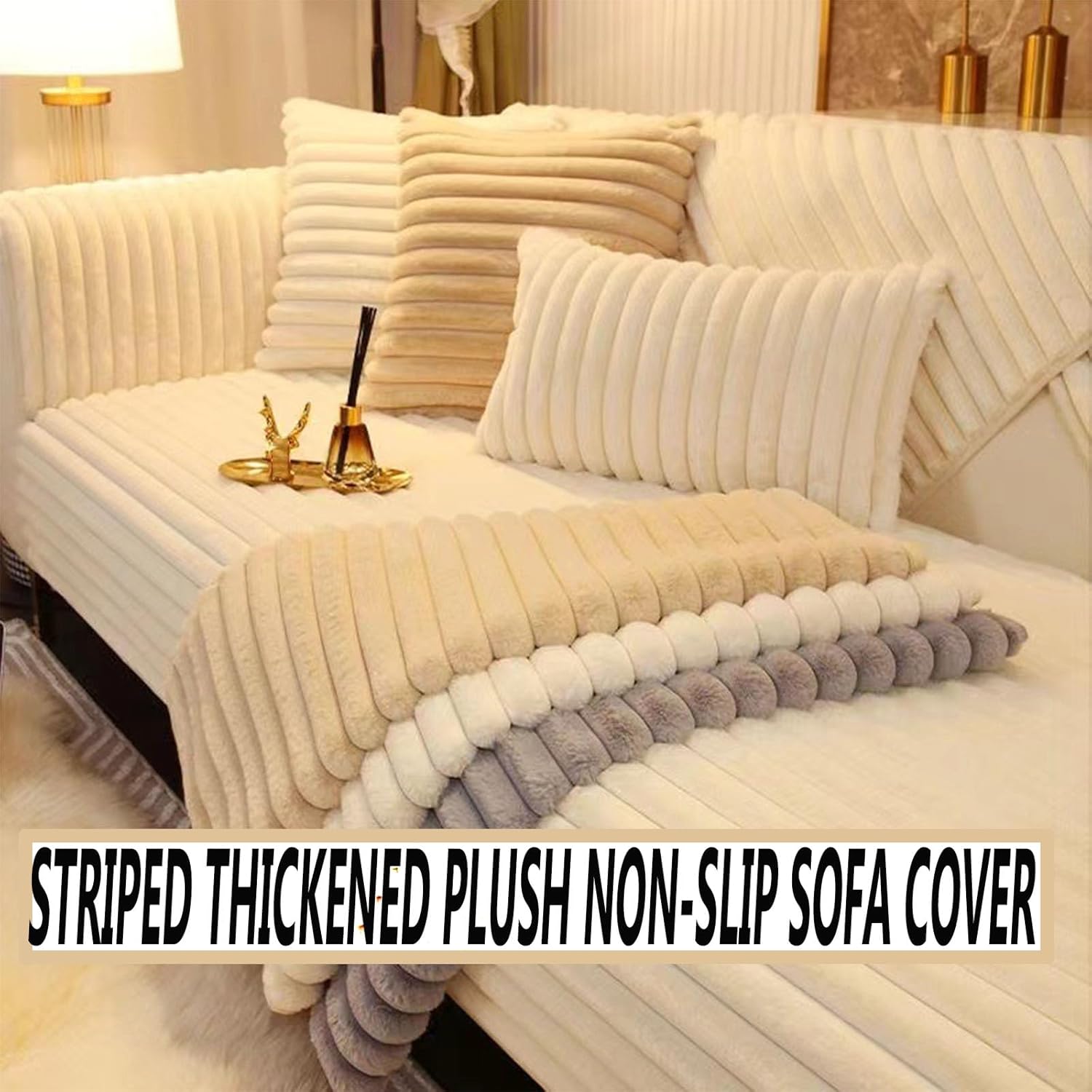 Funda de sofá antideslizante de color sólido y acogedora, funda de sofá universal, cojín de asiento, funda de cama peluda para perro, manta para