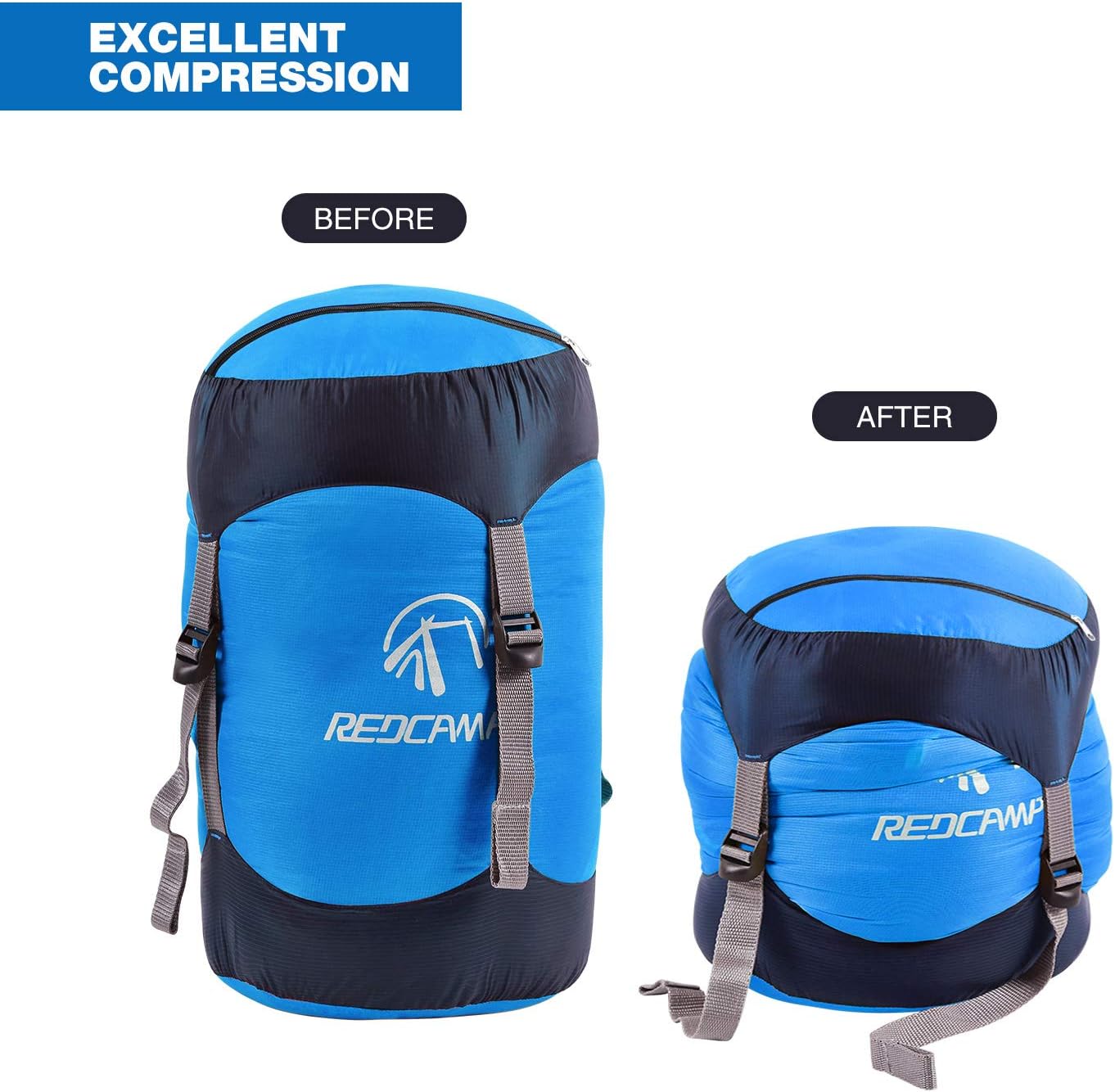 REDCAMP – Saco de compresión de nailon, 10L17L27L40L, bolsa de dormir ligera, ideal para mochileros, senderismo y campamento, azulamarilloverde