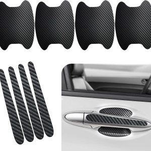 Pack-8 Car Door Bowl Handle Carbon Fiber Film, Car Door Handle Leather Anti-Scratch Protective Trim, Door Handle Cups Protective Film Side Sticker, Pack-8 Car Door Bowl Handle Carbon Fiber Film, Car Door Handle Leather Anti-Scratch Protective Trim, Door Handle Cups Protective Film Side Sticker,