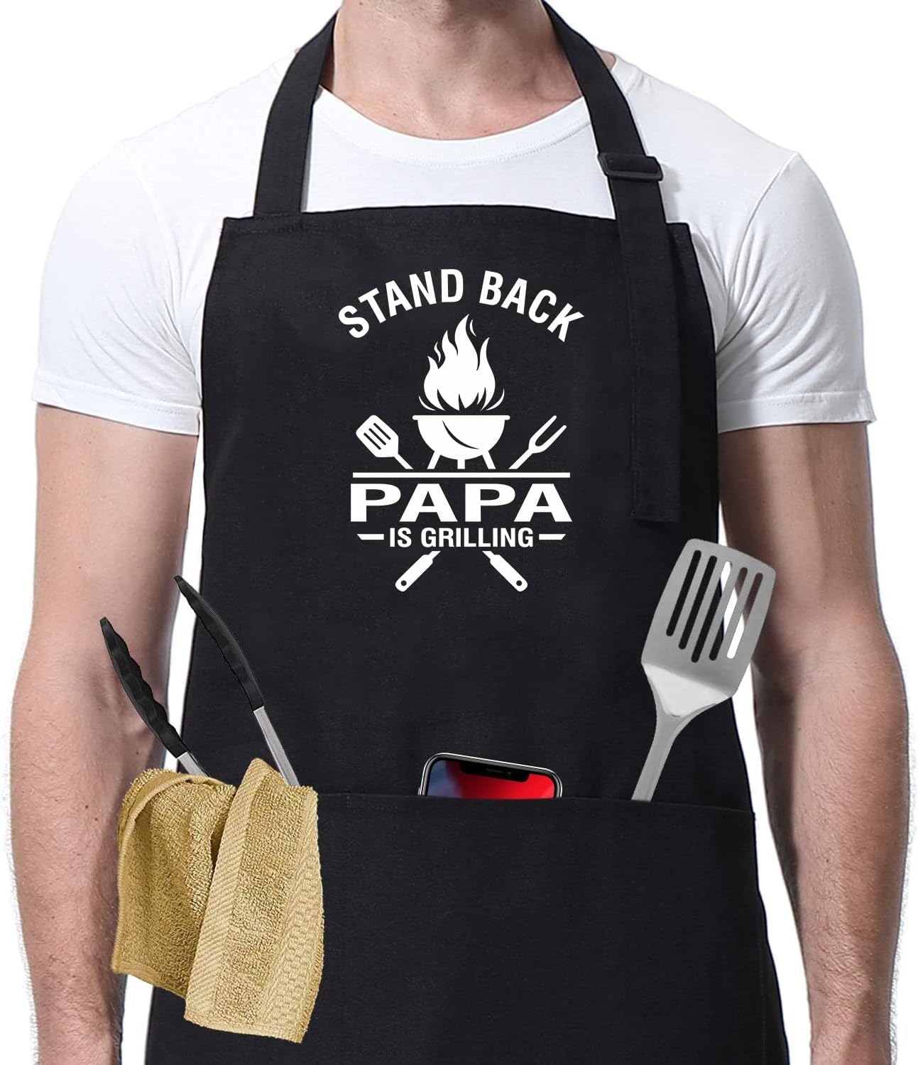 Regalo para él  Best Dad Ever  Personalizado  Stand Back Papa is Grilling  BBQ  Regalo de parrilla  Día del Padre  Delantal para él  Regalo para