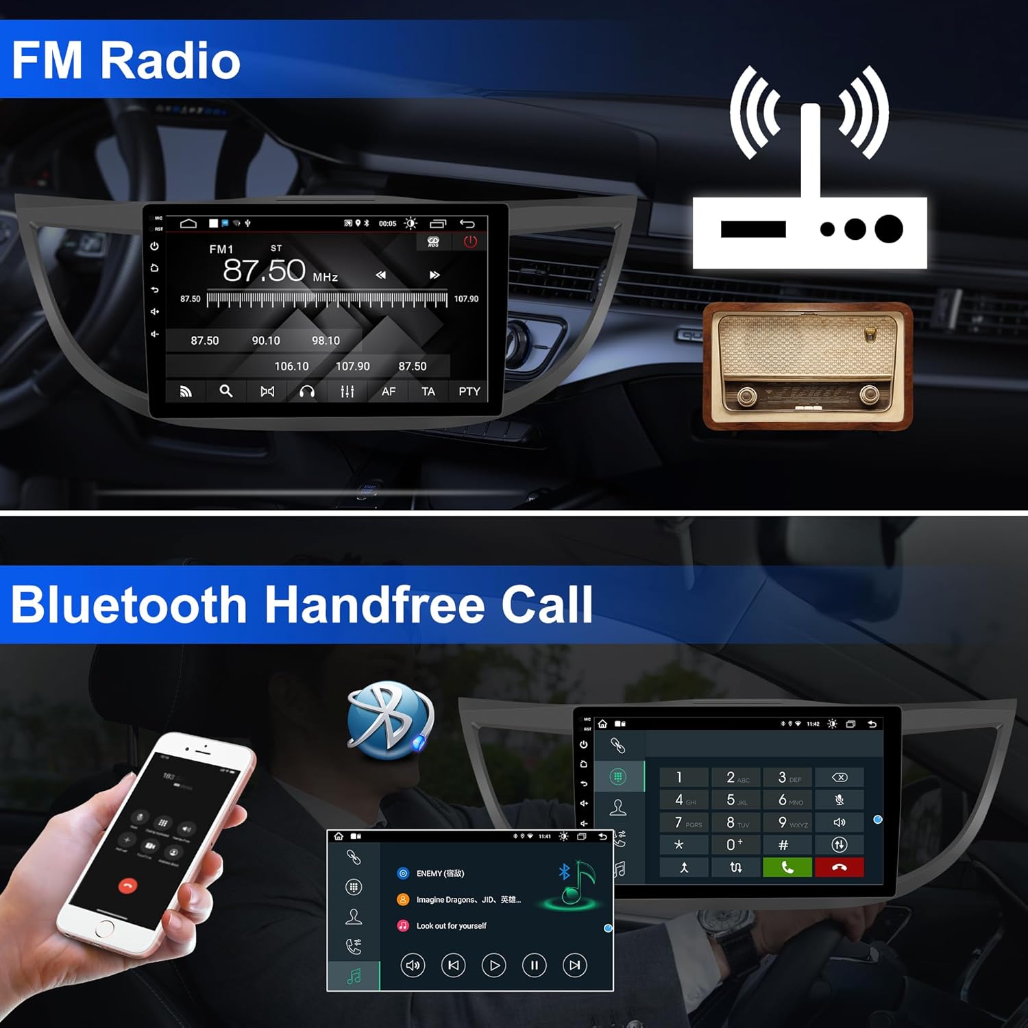 Android 13 Radio de coche estéreo para Honda CRV 2012 2013 2014 2015 2016, 10.1 “HD pantalla táctil 2G RAM 32G ROM Andriod 13.0 navegación GPS