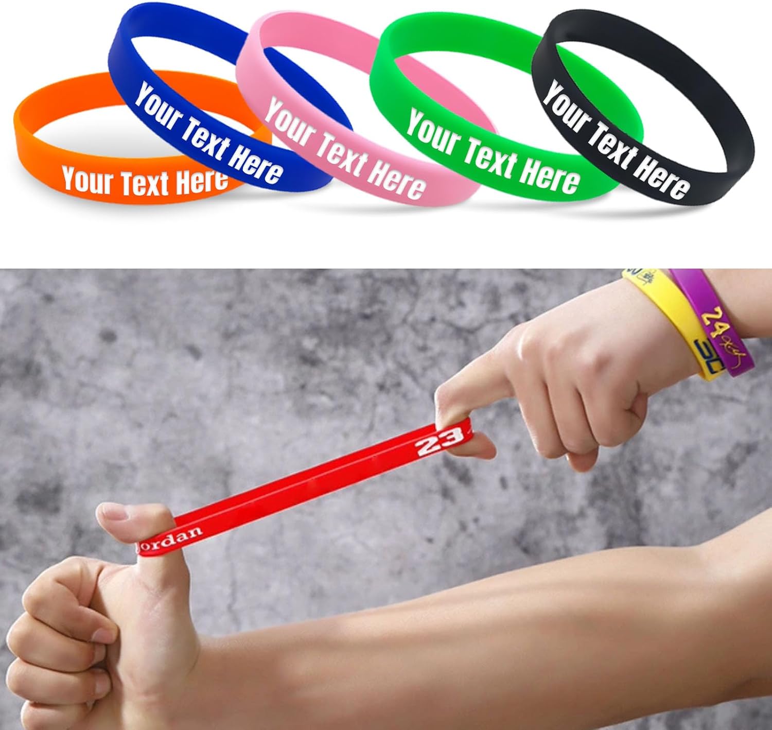 Pulsera de goma grabada personalizada a granel, pulseras de silicona personalizadas para hombres, pulseras de silicona personalizadas para regalos