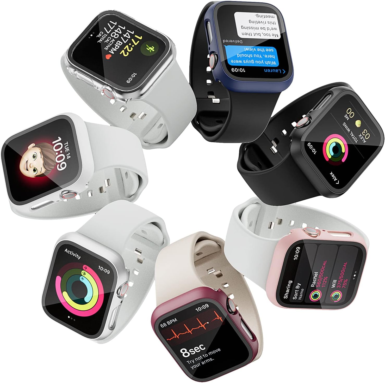 JZK – Paquete de 2 fundas con protector de pantalla de vidrio templado para Apple Watch SE (2023) Series 654SE de 1.575 pulgadas, JZK Slim Bumper