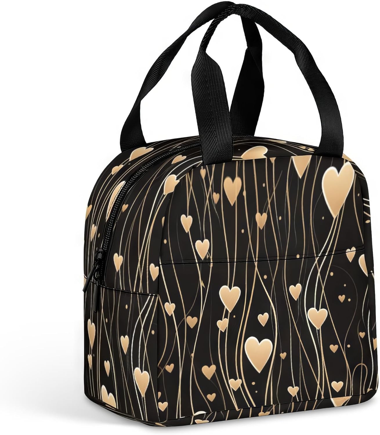 LUCYSMARSHOP – Lonchera negra pequeña para niñas de 8 a 10 a 12 años  Lonchera con corazón dorado para adolescentes y niñas, lonchera reutilizable