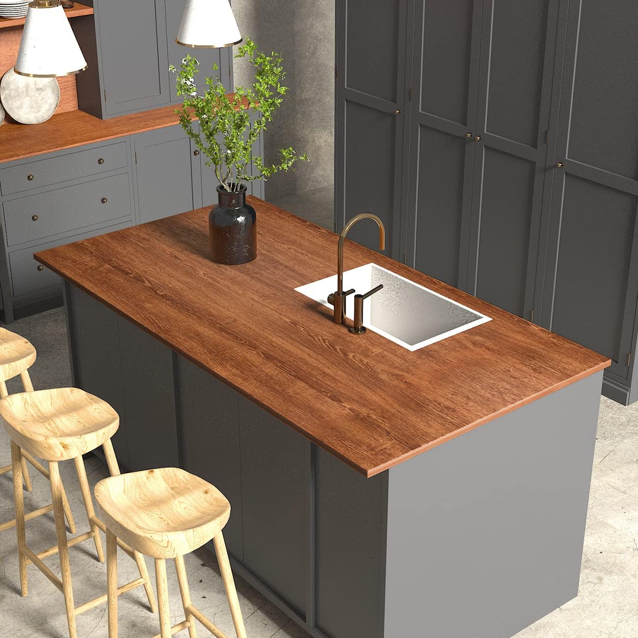 Papel tapiz de madera de nogal oscuro de 88 x 16 pulgadas, papel de contacto de madera autoadhesivo, papel de pared para tablón de anuncios de