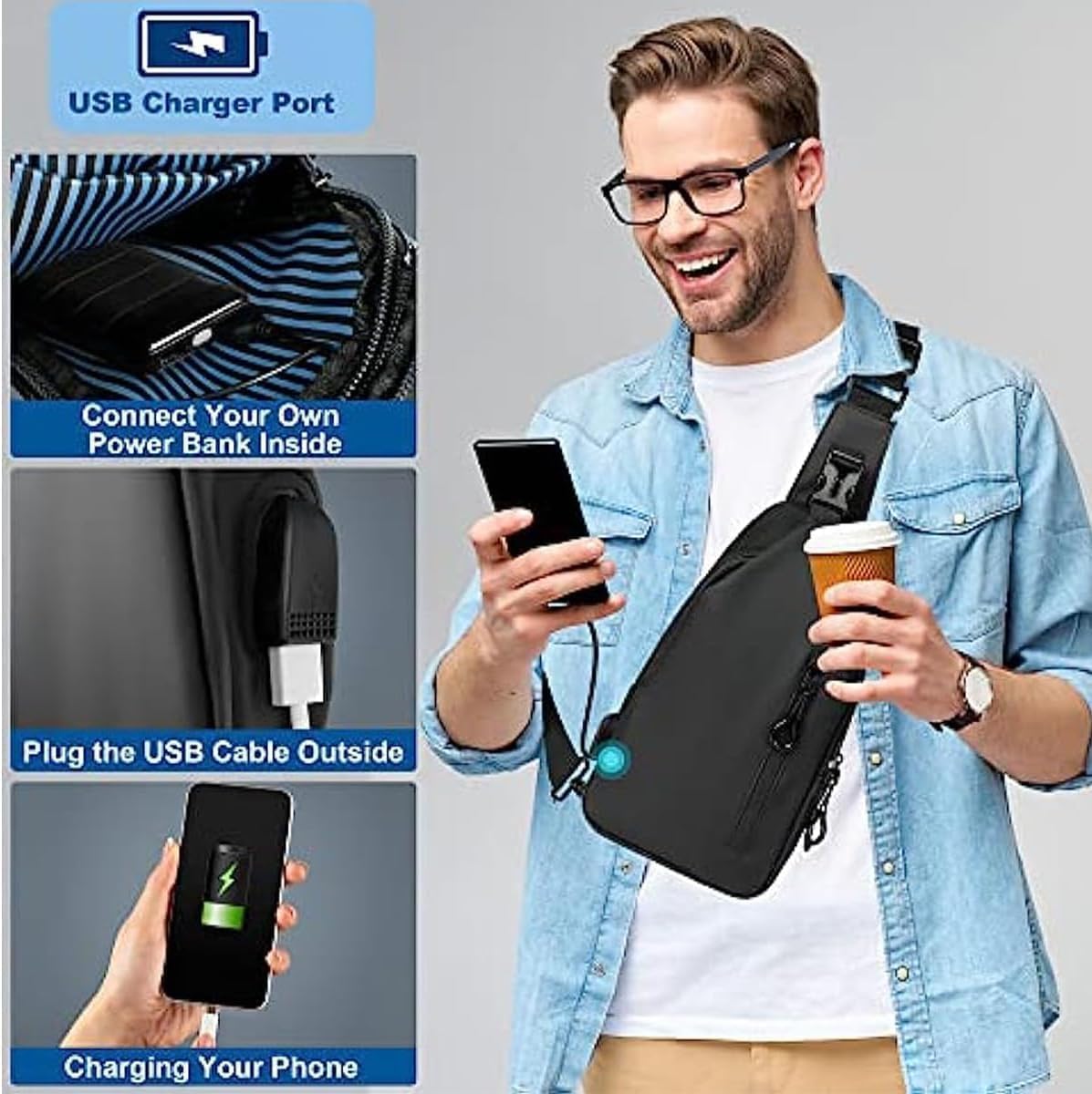 Mochila deportiva de moda Bolso de hombre Simple y generoso Resistente al agua