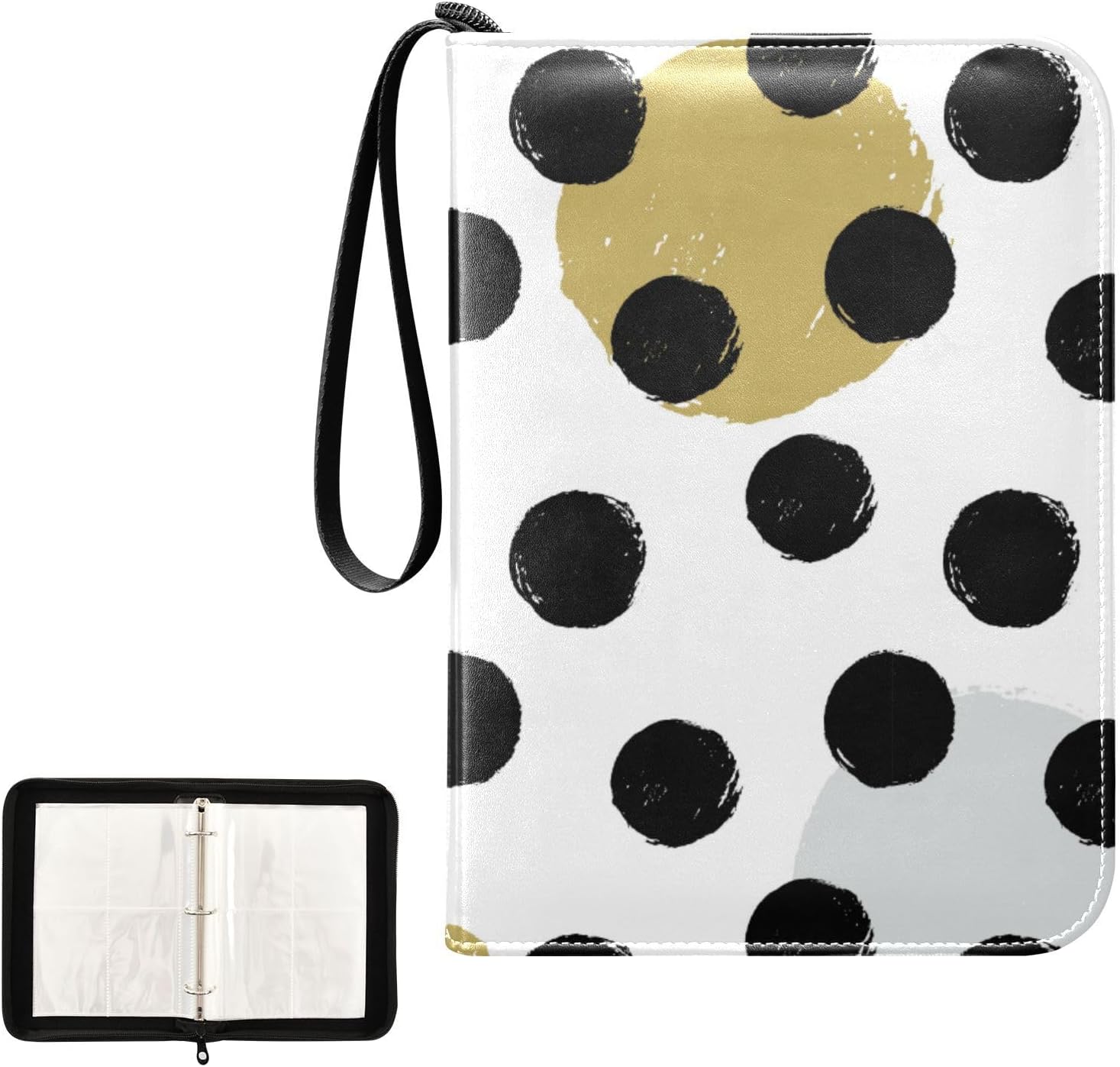 Carpeta de tarjetas coleccionables de lunares con 4 bolsillos con 50 fundas extraíbles, carpeta de álbumes de tarjetas de 3 anillas con capacidad