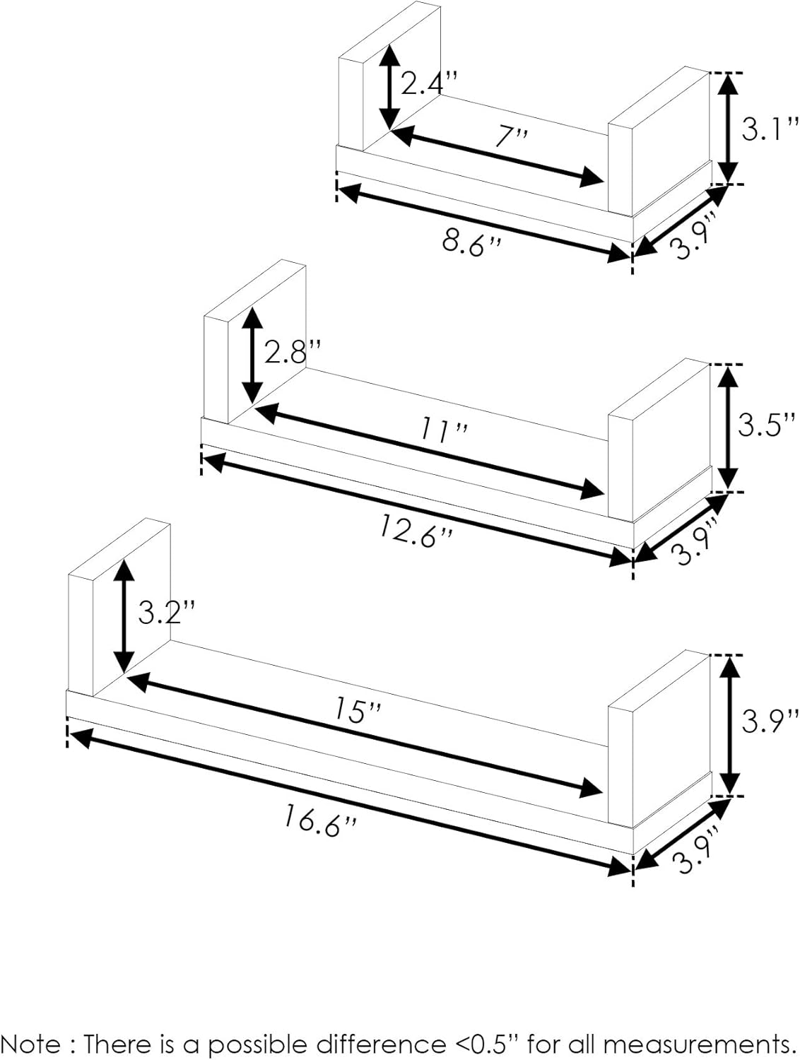 FURINNO Estantes flotantes montados en la pared Indo, Espresso