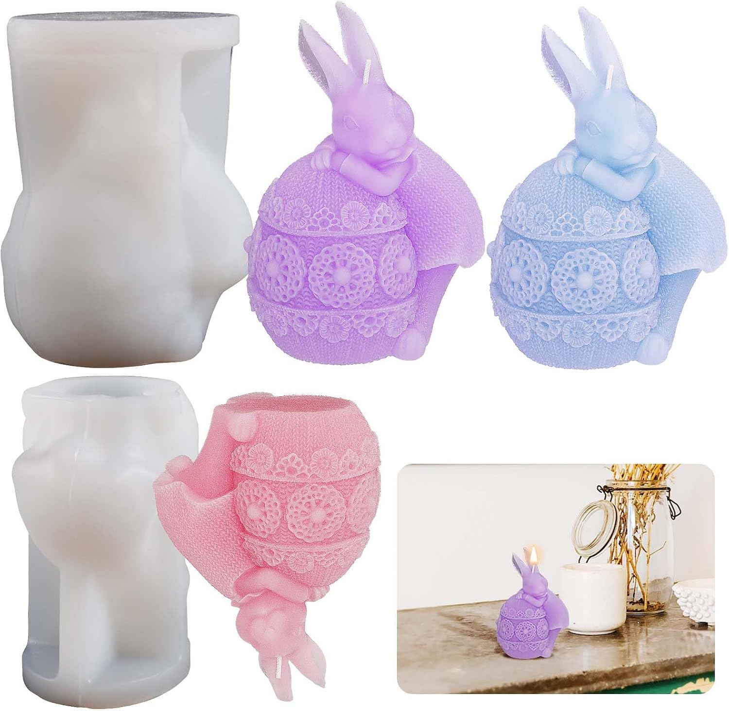 Molde de resina de conejo, molde de vela de conejo, molde de huevo de conejo, molde de animal, molde de fundición de resina de conejo, molde de