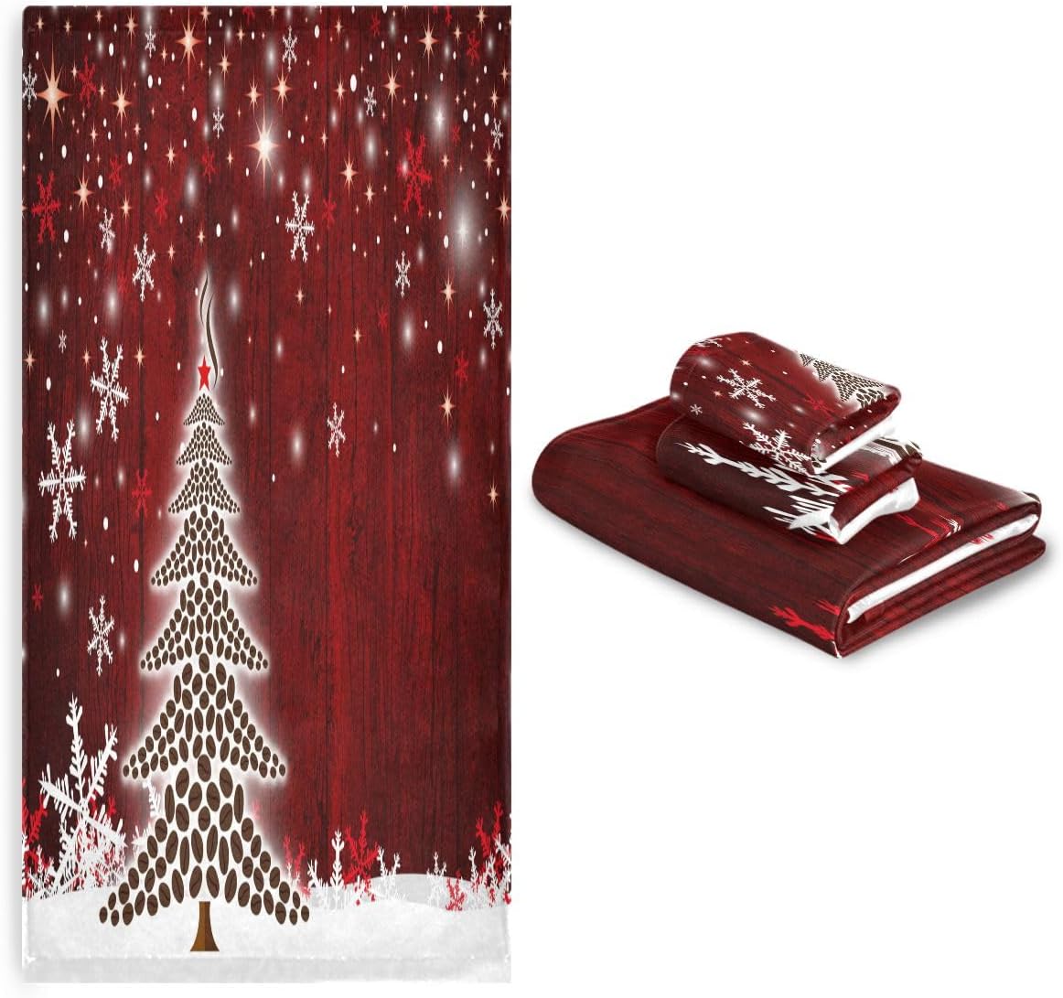 Juego de toallas de baño de árbol de Navidad, ultra suaves, de secado rápido, absorbentes, juego de toallas de baño para ducha, toallas de mano para