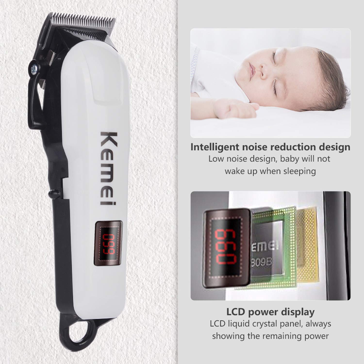 Cortapelos para hombres, cortadora de pelo inalámbrica, kit de corte de pelo, recargable de bajo ruido, recortadora de pelo para el hogar para