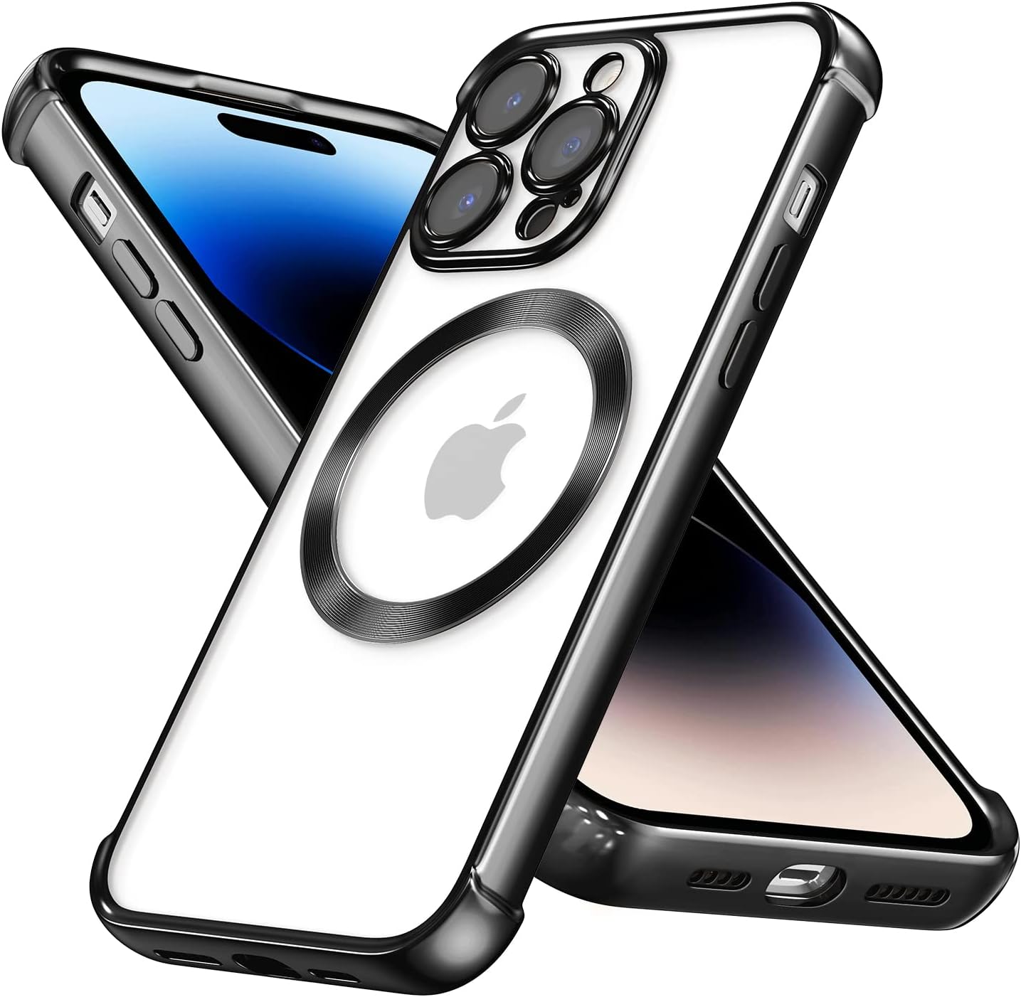 RALEAVO Funda magnética para iPhone 14 Pro Max compatible con Magsafe protección contra caídas de grado militar Funda transparente delgada chapada a