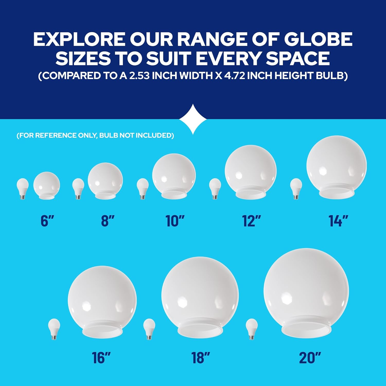 KastLite Globo de poste de lámpara acrílica blanca de 6 pulgadas  Textura suave con cuello de ajuste de 3.14 pulgadas  Fabricado en los Estados