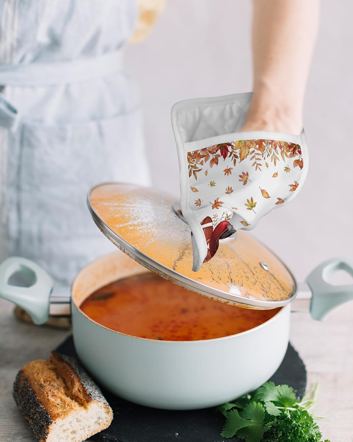 Juego de 3 soportes para ollas de Acción de Gracias para cocina, antideslizantes y aislantes de calor, juego de agarraderas de tela de toalla con