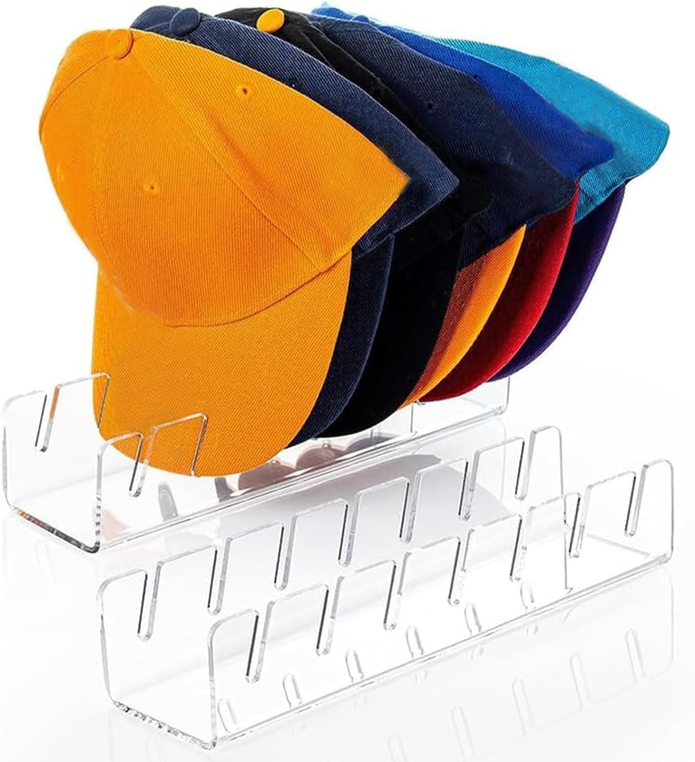 SGELMA Soporte para gorras de béisbol 2024, 2 unidades, organizador de sombreros de acrílico sin instalación para 14 gorras de béisbol, estantes