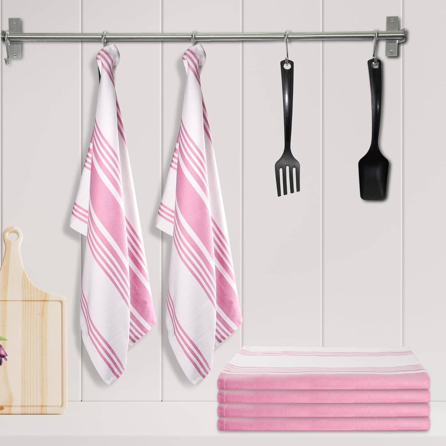 Urban Villa Toallas de cocina (20 x 30 pulgadas, paquete de 6) toallas de cocina extra grandes de alta calidad para cocina, paños de cocina rosa y