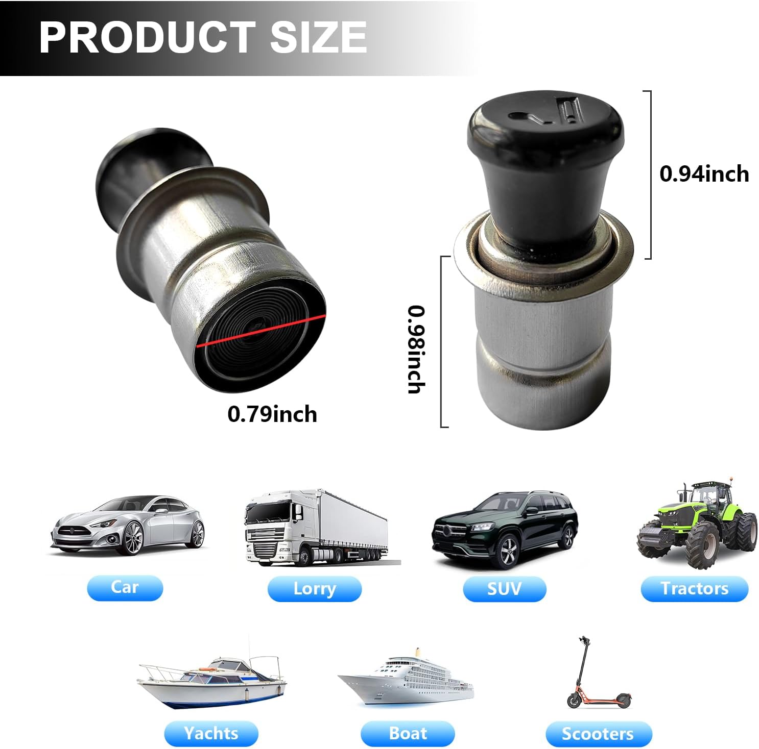 Encendedor de cigarrillos de automóvil de 12 V, enchufe de repuesto de enchufe de metal de plástico emergente, accesorios de repuesto para la